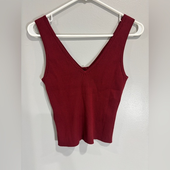 Madewell The Signature Knit Button-Front Sweater Tank Garnet Small Basic Solid - Picture 4 of 8